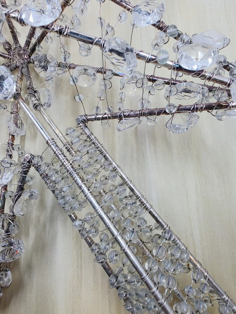 Pottery Barn Silver Crystal Chandelier Star Tree Ornament Topper Holiday